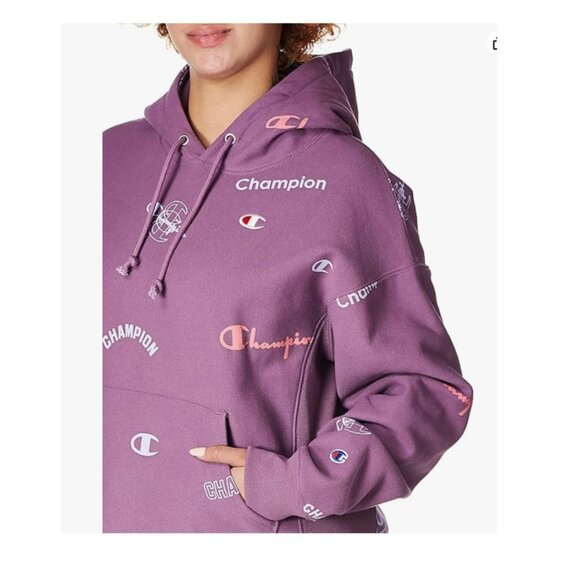 Champion All Over Logo Pullover Hoodie Sweatshirt XS - Picture 3 of 11